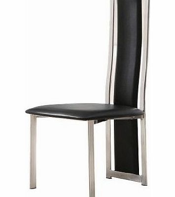 Mercers Furniture DESIGNER BLACK FAUX LEATHER AND CHROME DINING CHAIR/CHAIRS (1 x chair)