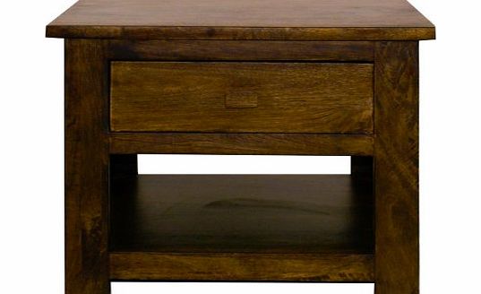 Michigan 1-Drawer Lamp Table with Shelf, Brown