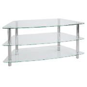 Mercury 3 shelf Corner TV Unit, Clear Glass