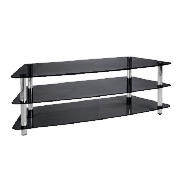 3 shelf TV Unit, Black Glass