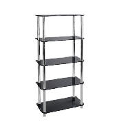 Mercury 5 shelf Storage, Black Glass
