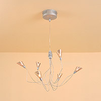 Six Light Halogen Pendant Satin Silver Effect