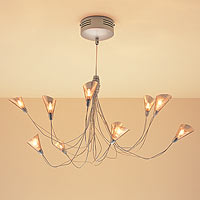Ten Light Halogen Pendant Satin Silver Effect