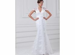 MERMAID See-through V-neck Capped-sleeve Keyhole