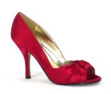 Merrell Garage Shoes - Bernabeu - Womens High Heel Shoe - Red Satin Size 3 UK