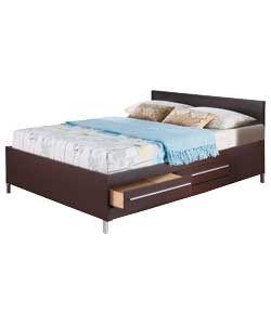 Dark Maple Double Bed with Firm Mattress