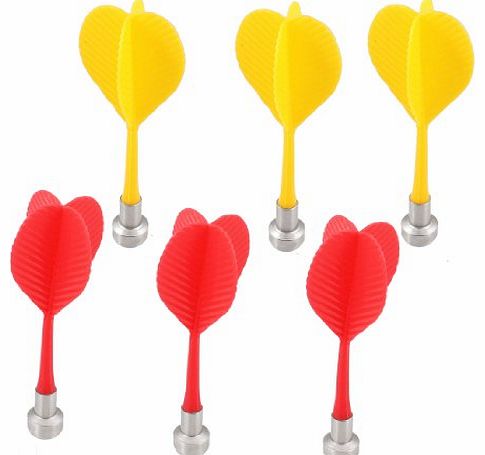 6 Pcs Bullseye Target Red Yellow Plastic Wing Magnetic Darts Needle