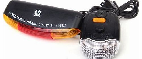 Bicycle 7-LED Turn Signal Brake Light Lamp 8 Tunes Horn Bike Lamp