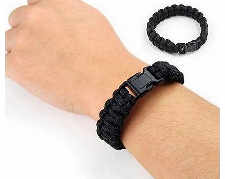 Survival Bracelet Camping Wristband, Black 7 Inches