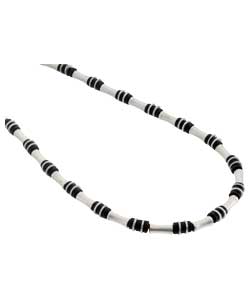 Metal and Black Wood Bead Necklace