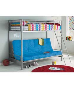 Metal Bunk Bed Frame with Futon and Sprung