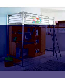 Metal High Sleeper Bed Frame with Wardrobe and