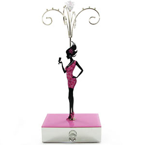 Metal Lady Pink Jewellery Hanger and Box