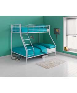 Metal Triple Bunk Bed Frame - White