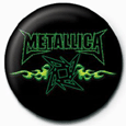 Metallica Green Flames Button Badges
