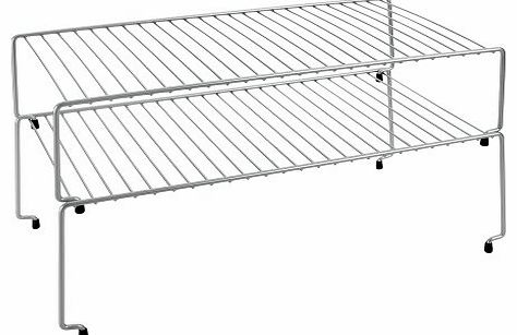Metaltex Stackable Cupboard Shelves, Set of 2, Silver