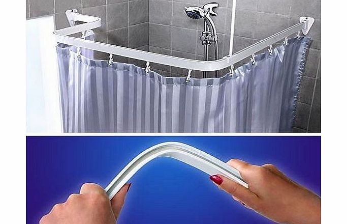 MGM PRODUCTS WHITE FLEXIBLE CORNER BATH SHOWER CURTAIN RAIL TRACK
