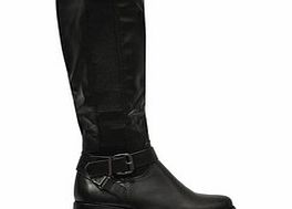 Black elasticated insert buckle boots