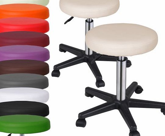 Miadomodo VBHK01 Set of 2 Adjustable Stools with Castors 63 - 86 cm Faux Leather Various Colours Available beige