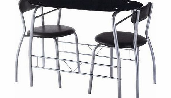 Miami Black Glass Dining Table and 2 Chairs