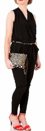 Michael Kors Black Chain Belted Jumpsuit