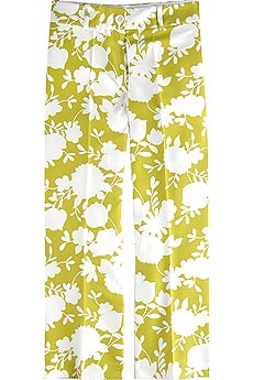 Cotton and silk blend floral Capri pants