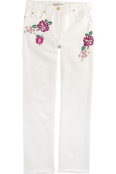 Michael Kors Hibiscus Cropped White Jeans