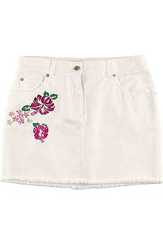 Hibiscus Denim Mini Skirt