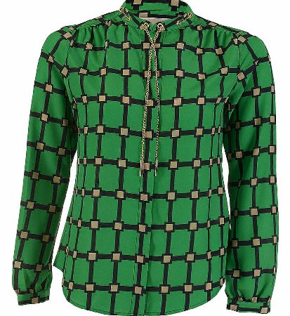 Michael Kors Long Sleeve Chain Blouse Green