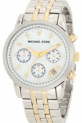 Michael Kors Mk5057 Ladies Watch with Stainless Steel Gold Plated Bracelet and Silver Dial