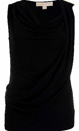 Michael Kors Navy Blaze Cowl Neck Logo Top