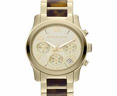Michael Kors Runway gold-tone and tortoiseshell watch