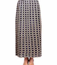 Navy chain print pleated skirt
