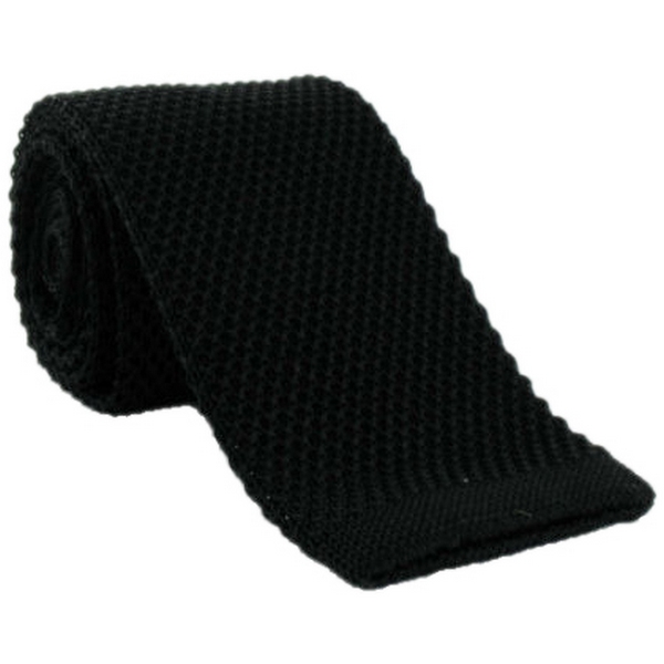 Michelsons of London Black Skinny Silk Knitted Tie by Michelsons