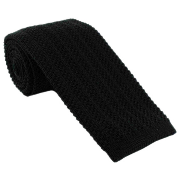 Michelsons of London Black Skinny Striped Weave Silk Knitted Tie by
