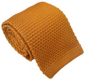 Gold Silk Knitted Tie by Michelsons