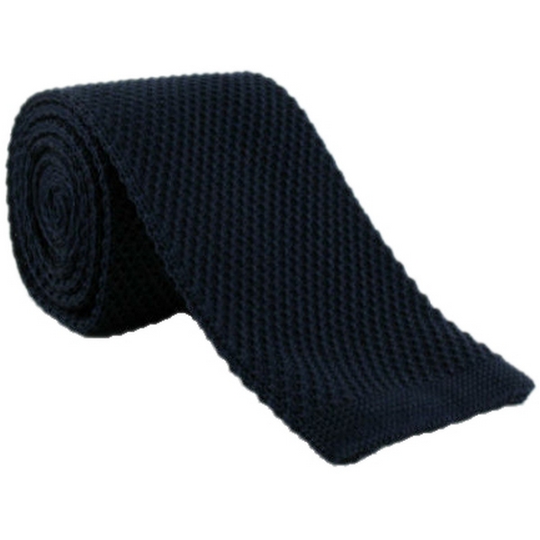 Michelsons of London Navy Skinny Silk Knitted Tie by Michelsons