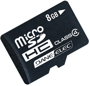 Micro SD High Capacity (MICROSD-HC) Memory Card - 8GB Class 4 (118x) - Dane-Elec