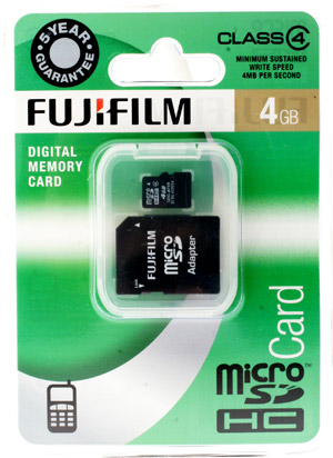 micro Secure Digital High Capacity (Micro SDHC) Memory Card - 4GB - Fujifilm