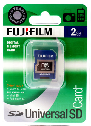 Secure Digital (Micro SD) Memory Card - 2GB - Fujifilm - 3 in 1 Adapter Pack - Ref. Universal SD