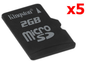 Micro Secure Digital (MicroSD/Transflash) Memory Card - 2GB - Kingston - VALUE 5 PACK