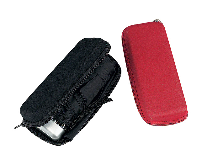 micro Umbrellas in Neoprene Case, Red, Plain
