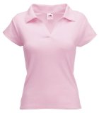 Micromark Fruit of the Loom lady fit rib polo shirt Light pink S - size 10