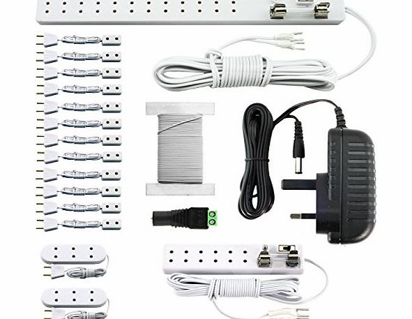 MicroMiniatures Dolls House Lighting Wiring and Connectors Starter Kit with 12 Volt 2AMP Power Supply (Transformer) Ready for 40 Dolls House Type Bulbs MM-100-090