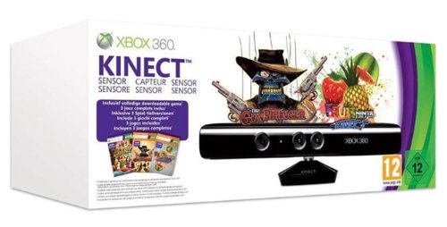 Microsoft Kinect Sensor Value bundle - Kinect Adventures, Kinect Fruit Ninja and Gunstringer (Xbox 360)