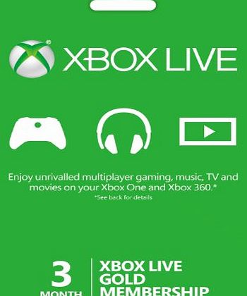 Microsoft Xbox Live Gold 3 Month Membership Card (Xbox One/360)