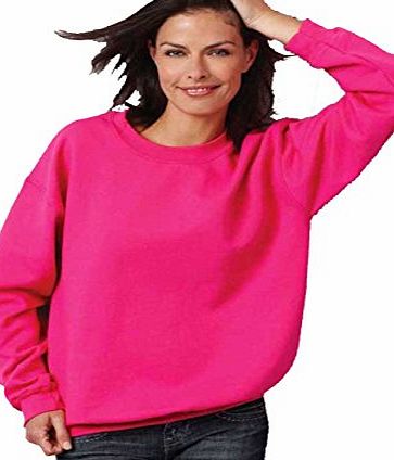 MIG - Mud Ice Gravel Ladies Plain Classic Sweatshirts Loose Fit Size 6 to 30 - CASUAL SPORTS LEISURE WORK (22 - 2XL / XXL, HOT PINK)