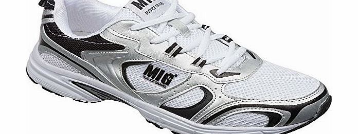Mens Sports Trainers Size 3 to 12 UK - ATHLETIC RUNNING WORK SHOES GYM CASUAL (8 UK, White & Black)