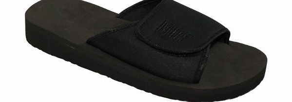 MIG Mens Velcro Flip Flop Mule Sandals Size 6 to 12 UK - SPORTS BEACH SHOWER GYM (8 UK MENS, Black (Pure Black))