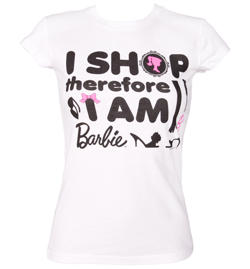 Ladies Barbie I Shop Therefore I Am T-Shirt from
